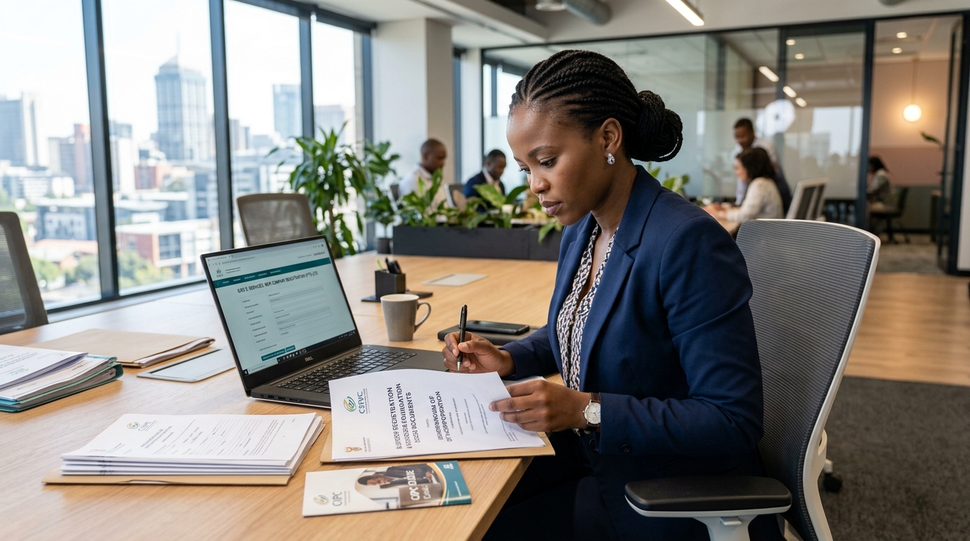 Entrepreneur working through business registration