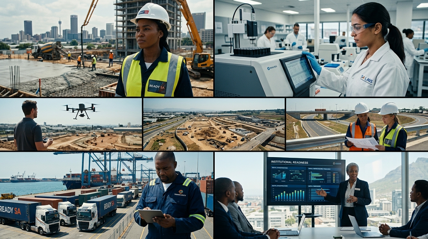 Restrained visual of future applications like transport, construction and laboratories